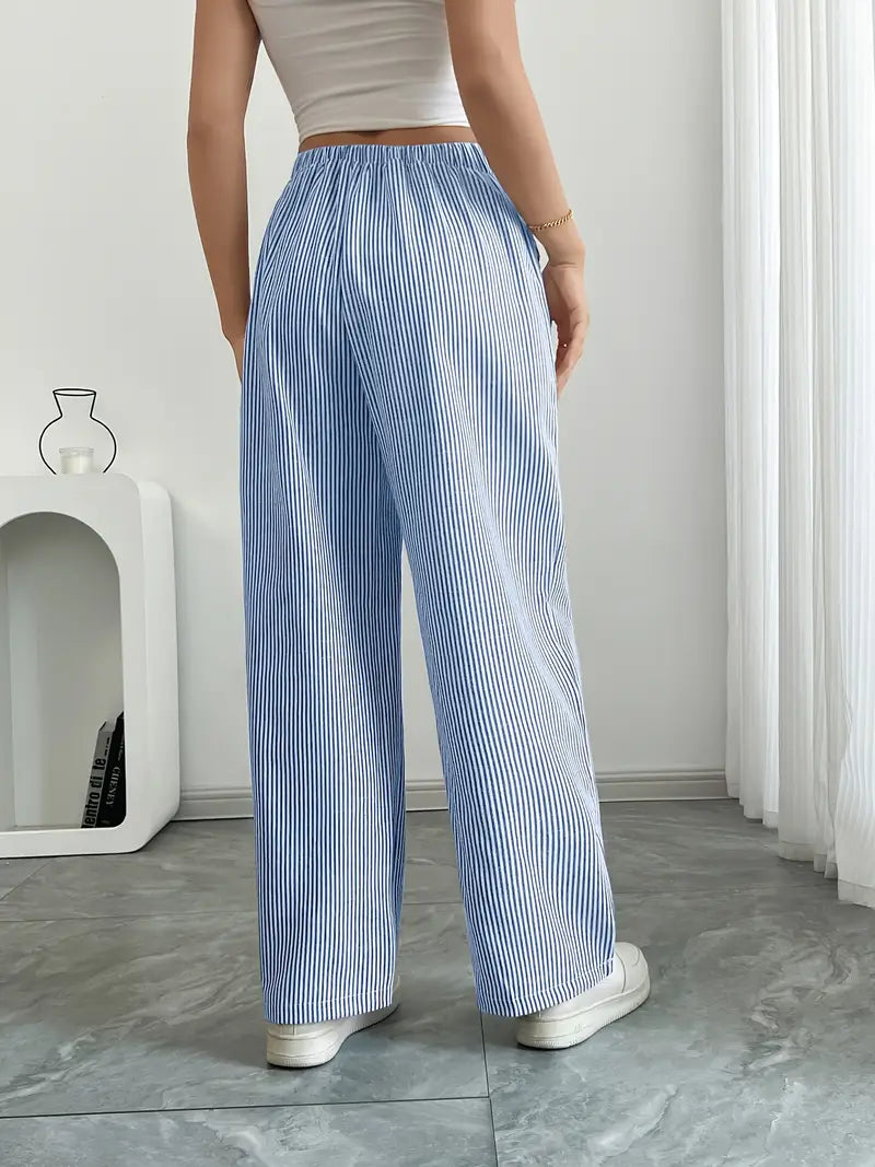 Image of Pamela | Women's High-Waisted Striped Wide Leg Pants
