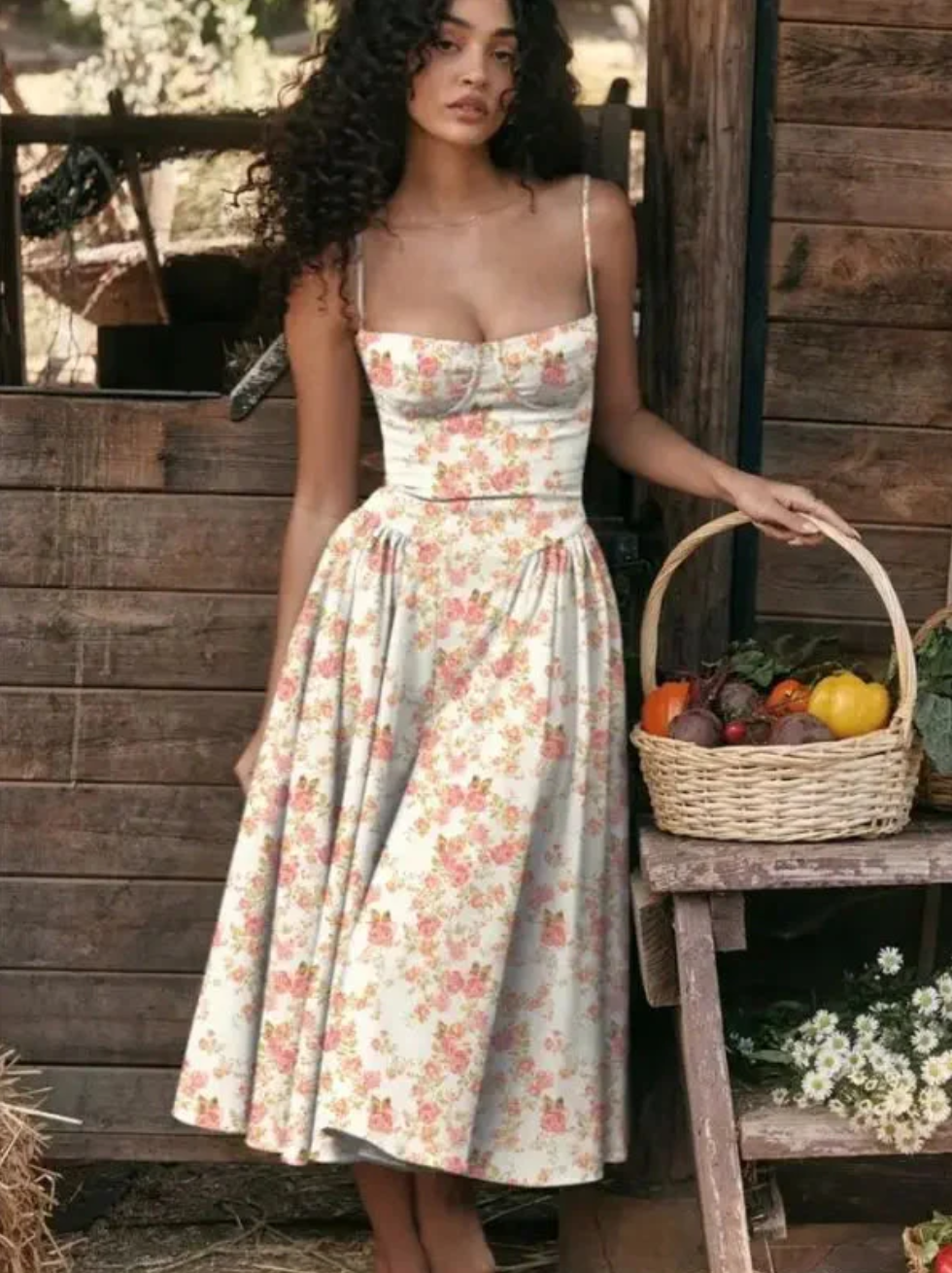 Image of Patricia | Women's Spaghetti Strap A-Line Midi Dress
