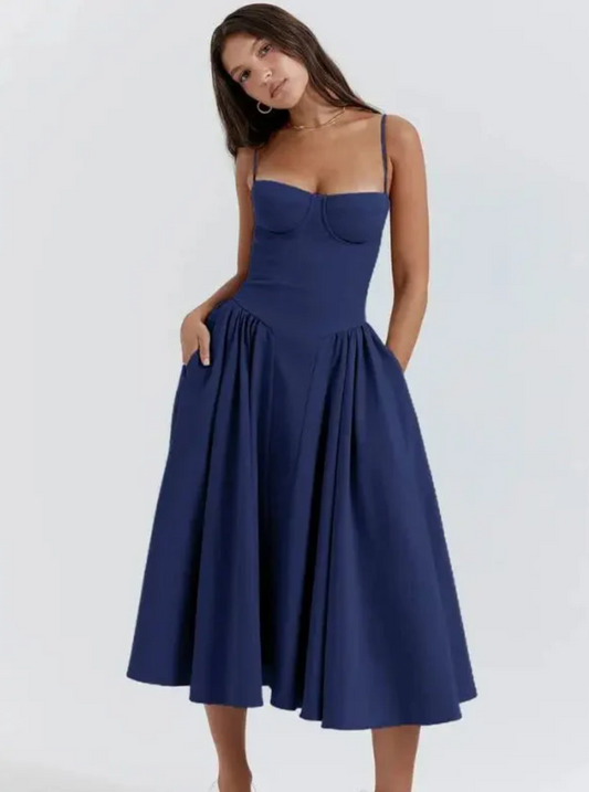 Image of Patricia | Women's Spaghetti Strap A-Line Midi Dress