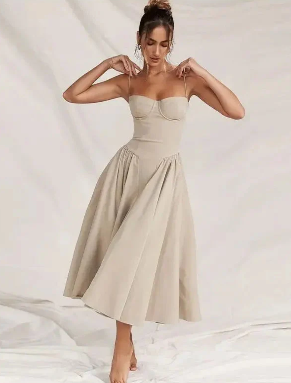 Image of Patricia | Women's Spaghetti Strap A-Line Midi Dress