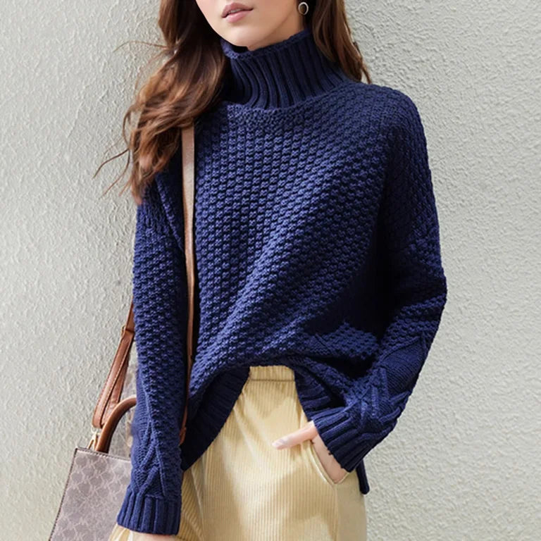 Image of Peggy | Women's Turtleneck Textured Knit Sweater