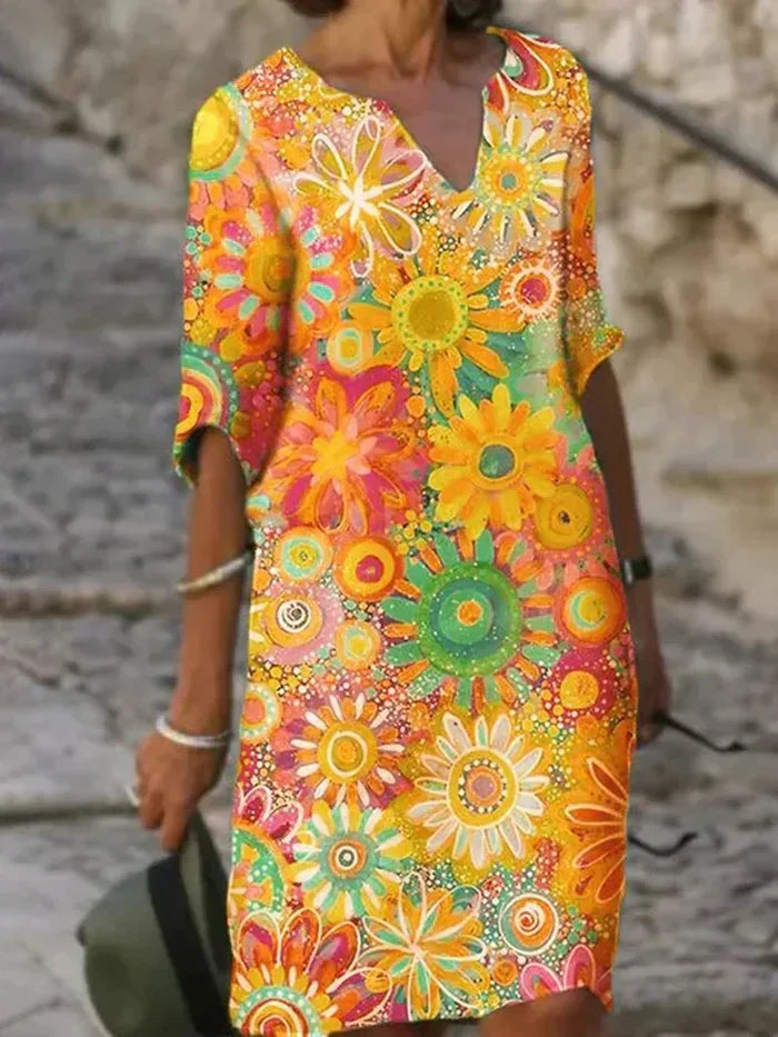 Image of Peggy | Women's V-Neck Midi Dress