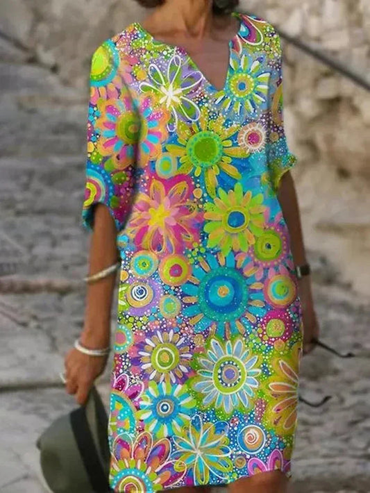 Image of Peggy | Women's V-Neck Midi Dress