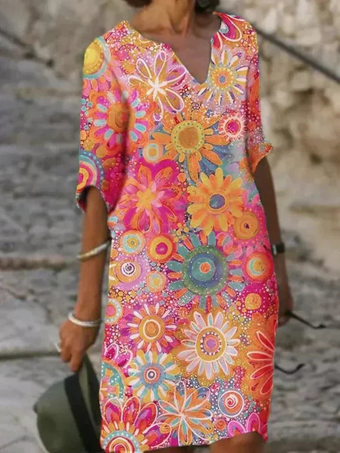 Image of Peggy | Women's V-Neck Midi Dress