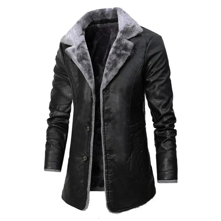 Image of Percy | Men's Fur Collar Mid-Length Coat