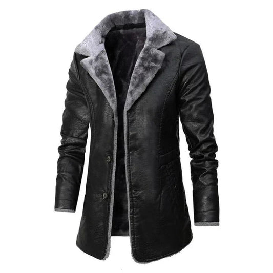 Image of Percy | Men's Fur Collar Mid-Length Coat