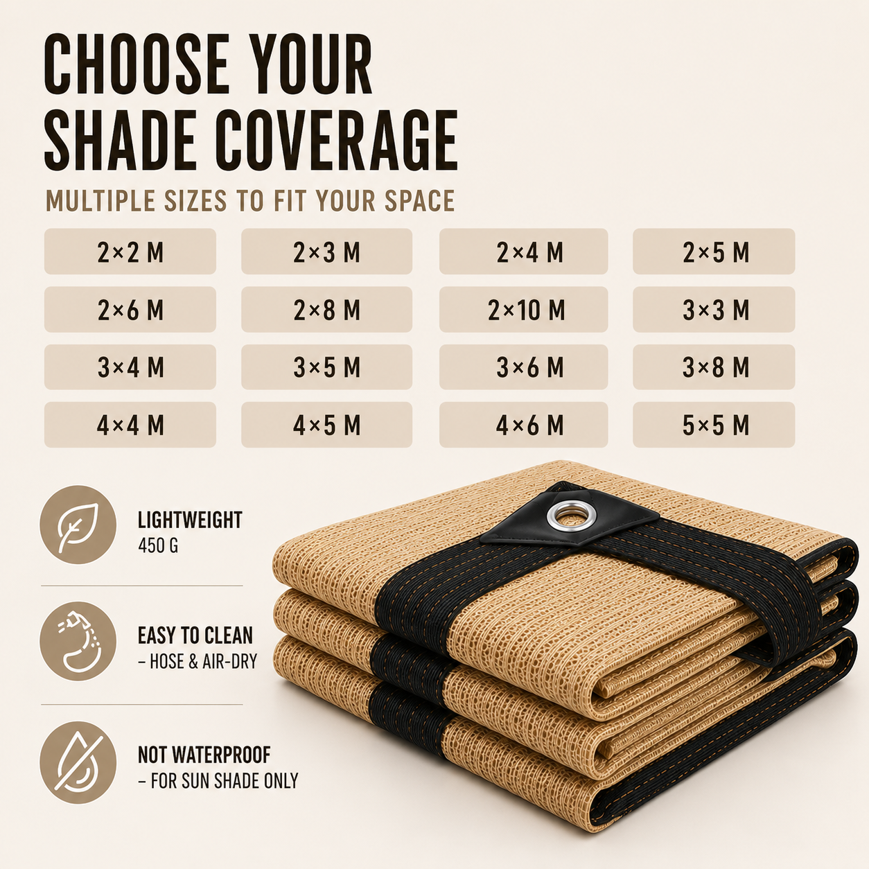Pergola Shade Sail | Patio Sun Shade Panel with Eyelets