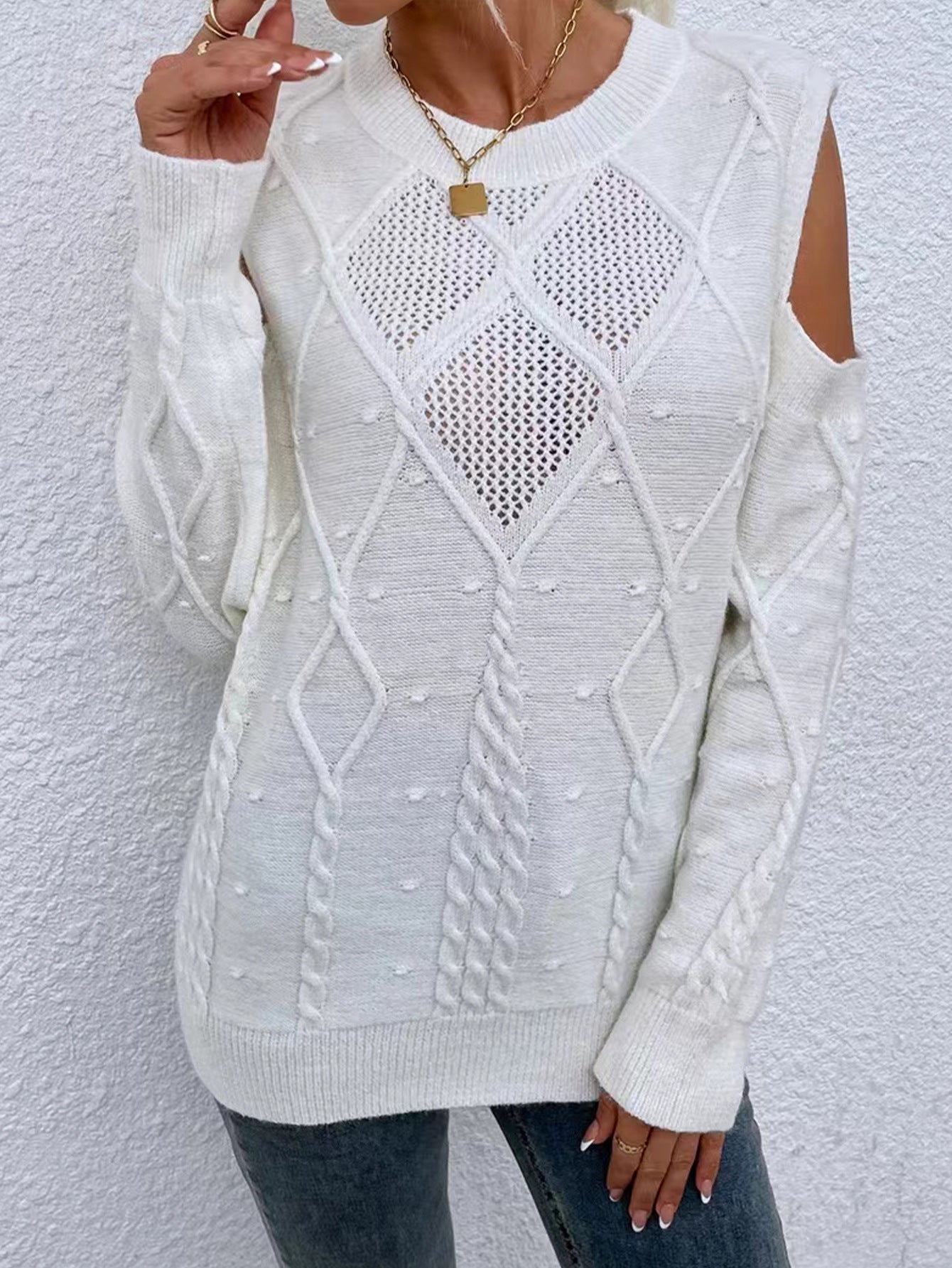 Image of Phoebe | Women's Cold Shoulder Long Sleeve Sweater