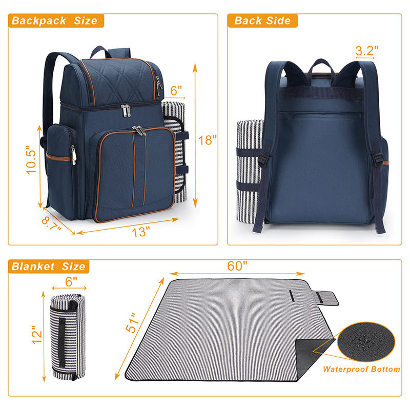 Picnic Backpack with Complete Tableware Set