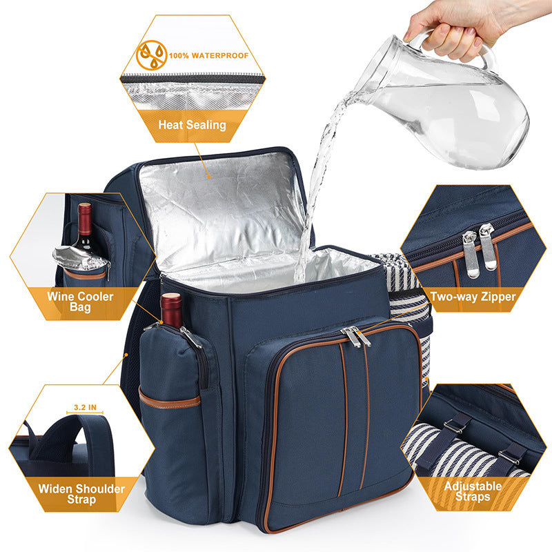 Picnic Backpack with Complete Tableware Set