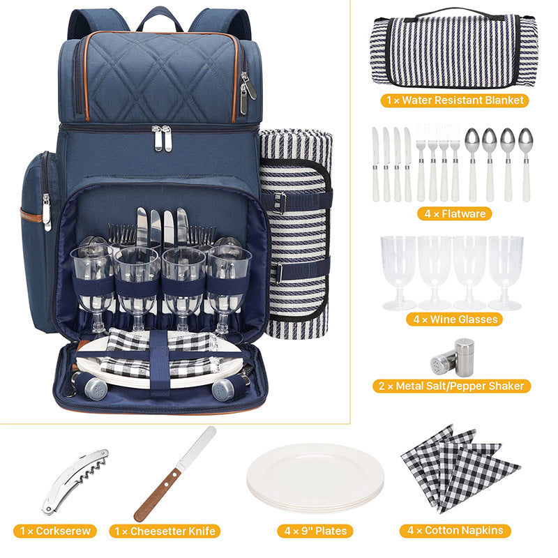 Picnic Backpack with Complete Tableware Set
