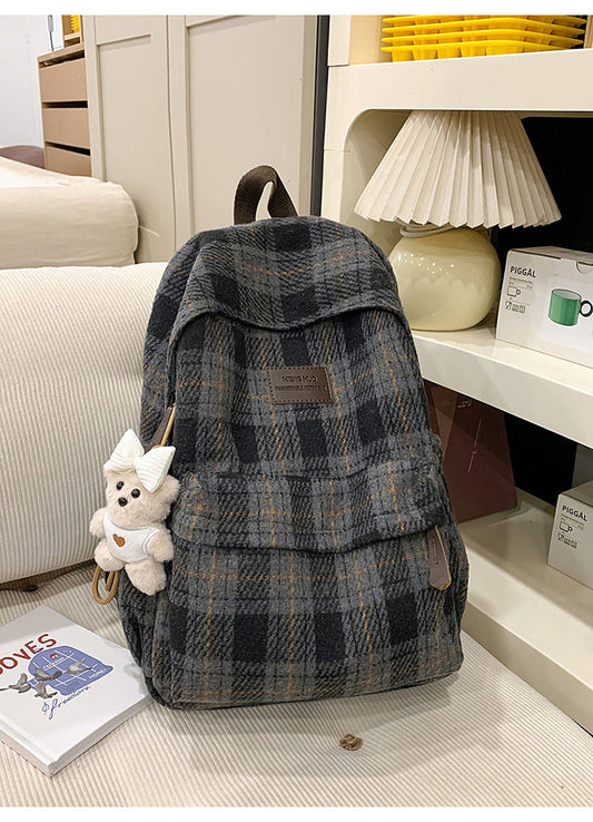 Plaid Patterned School Backpack