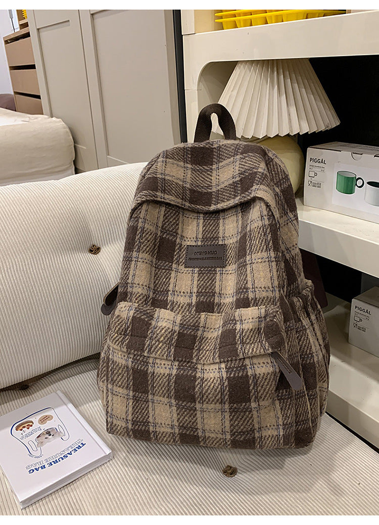 Plaid Patterned School Backpack
