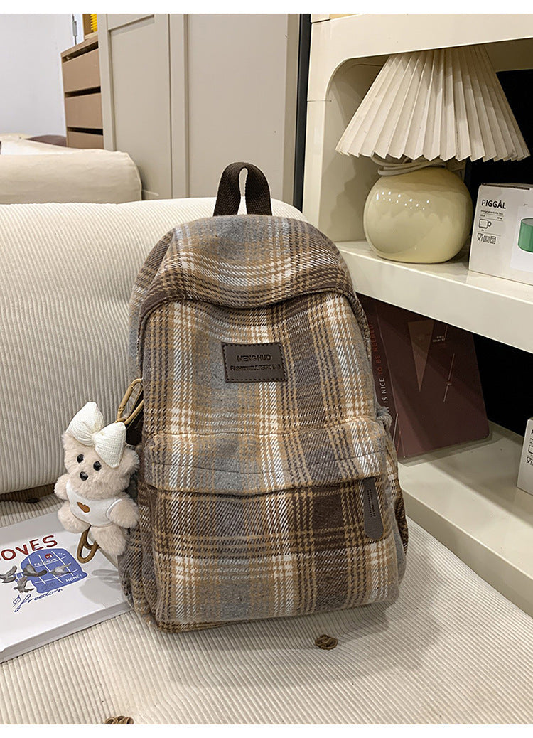 Plaid Patterned School Backpack