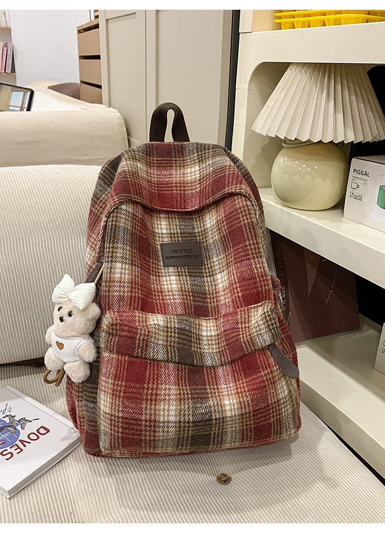 Plaid Patterned School Backpack