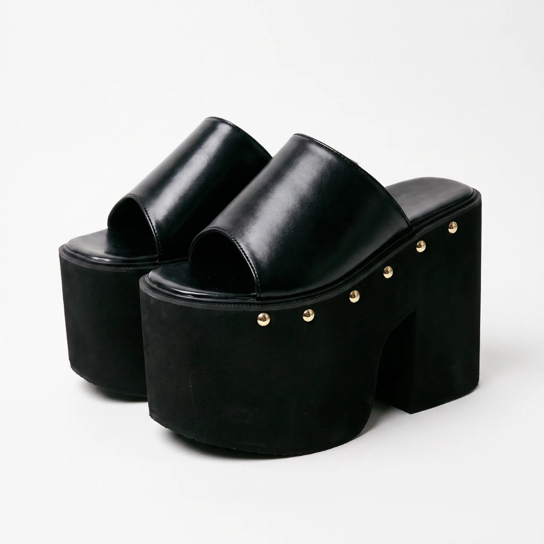 Platform Sandals with High Block Heel