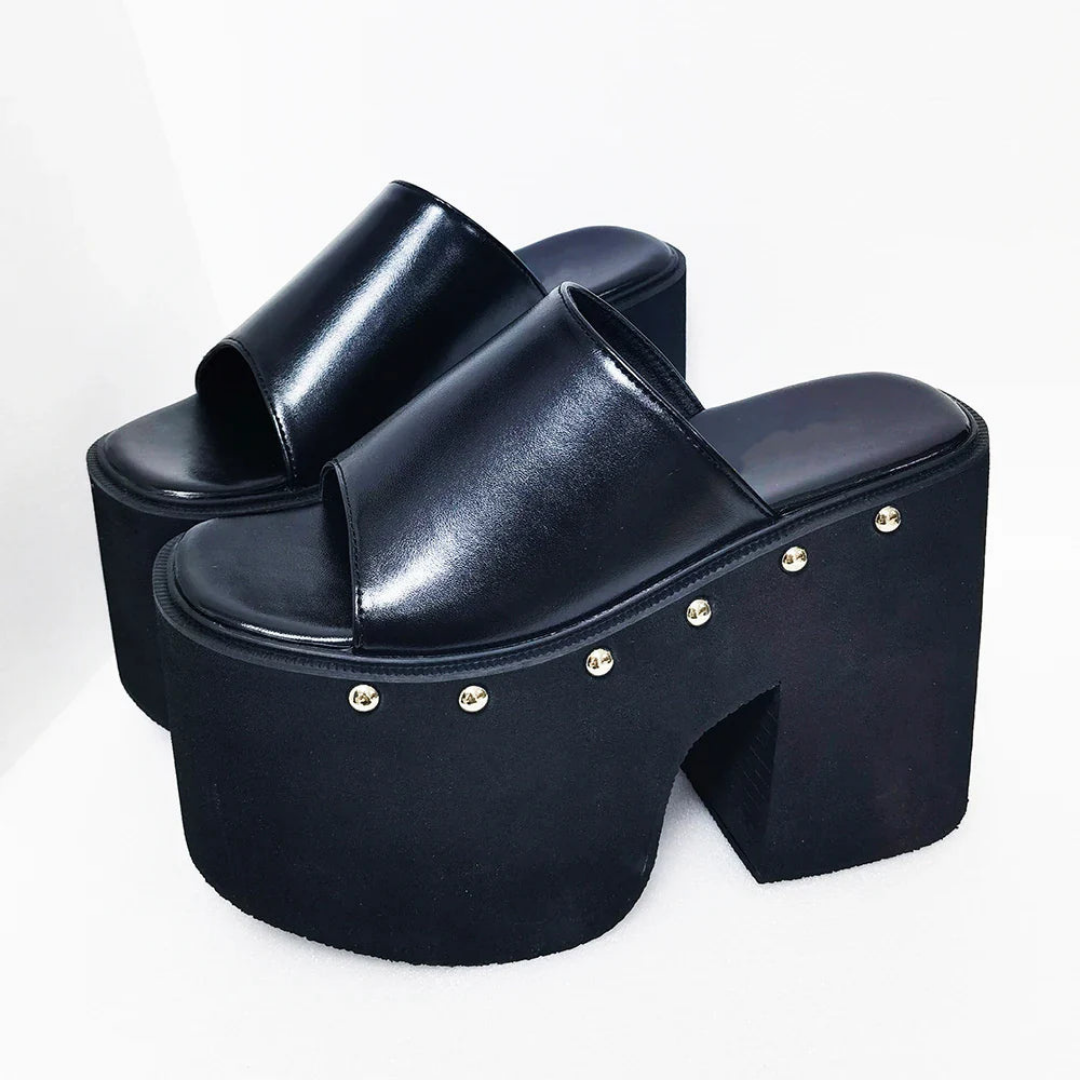 Platform Sandals with High Block Heel