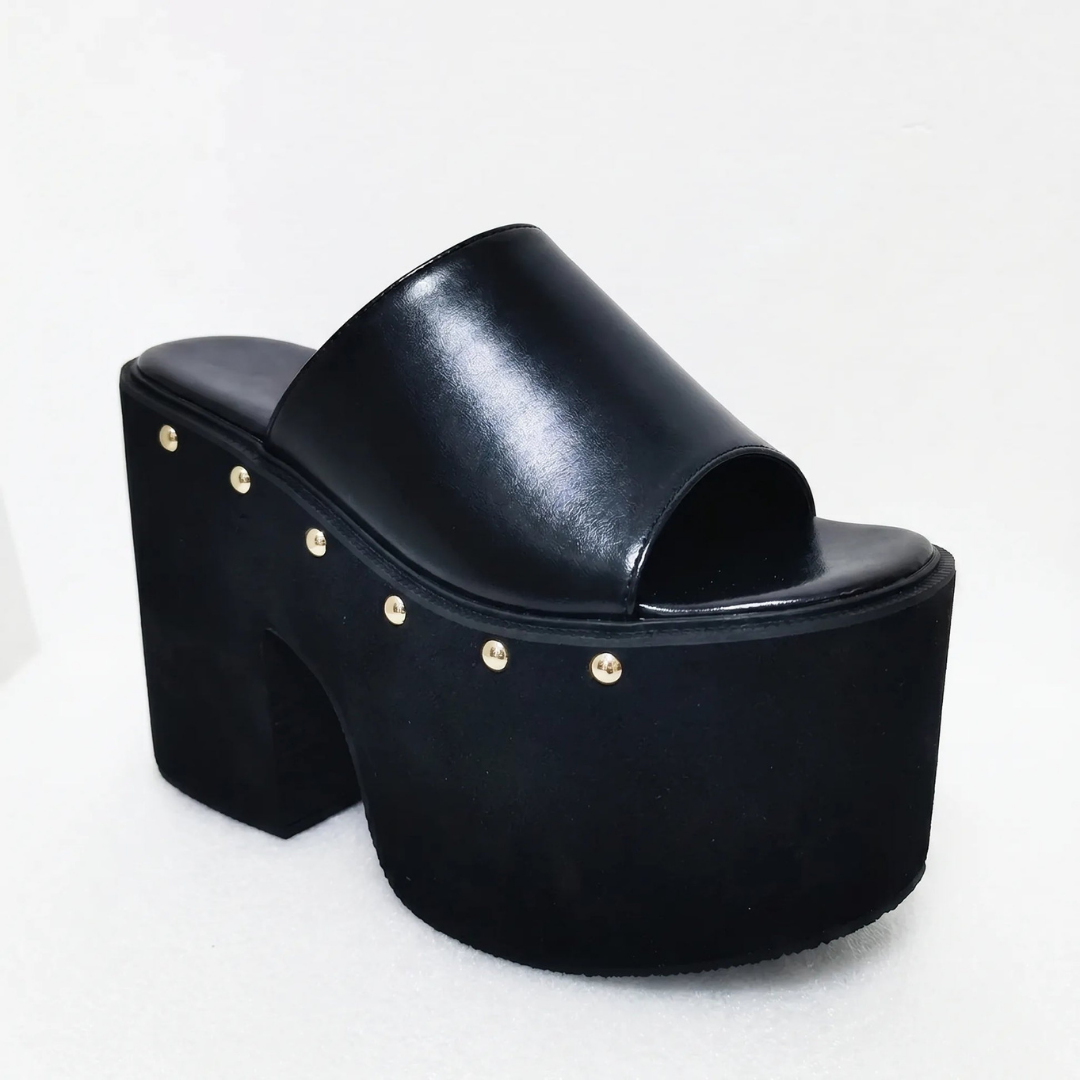Platform Sandals with High Block Heel