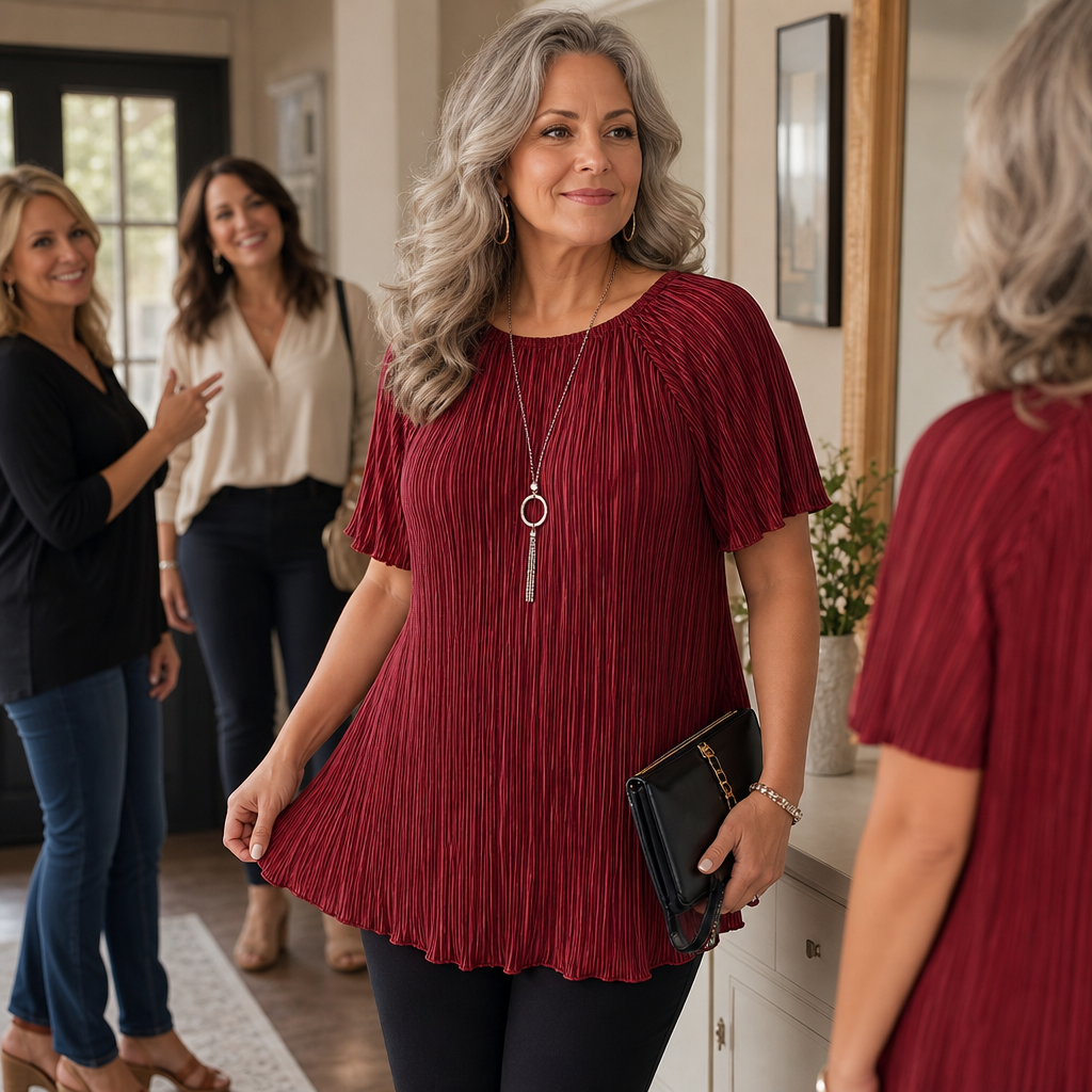 Pleated Wide-Fit Blouse