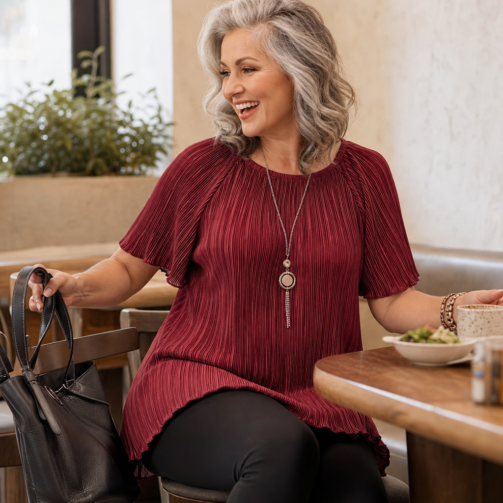 Pleated Wide-Fit Blouse