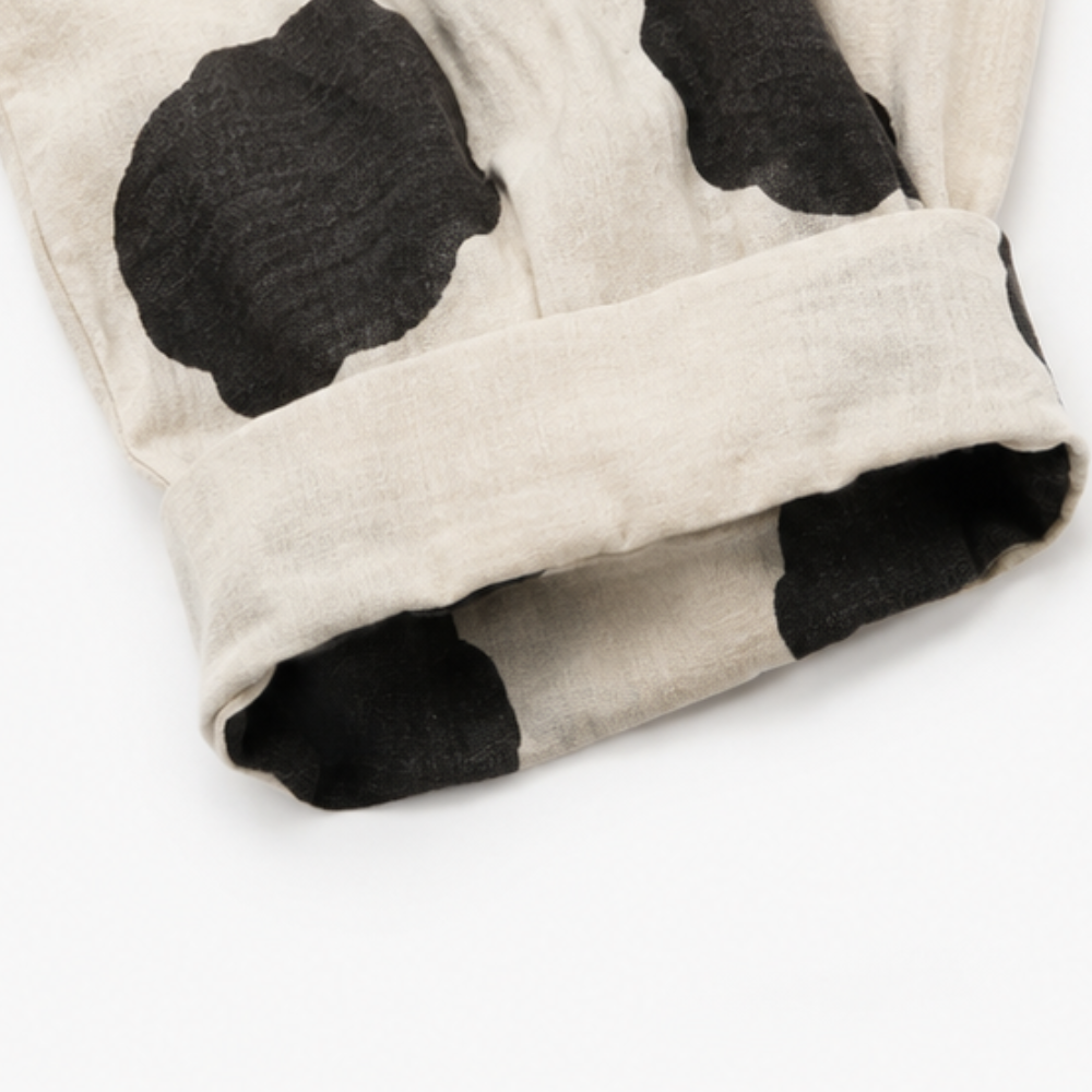 Polka Dot Cotton-Linen V-Neck Blouse