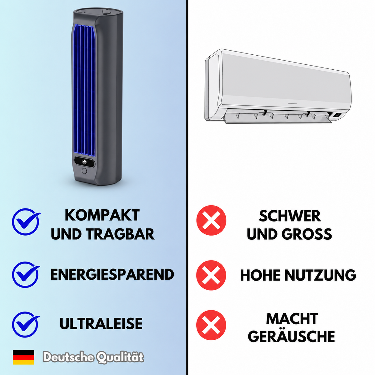 Portable Air Conditioner | Wall-Mountable, Fast Cooling & Long-Lasting Battery for Home and Office Use