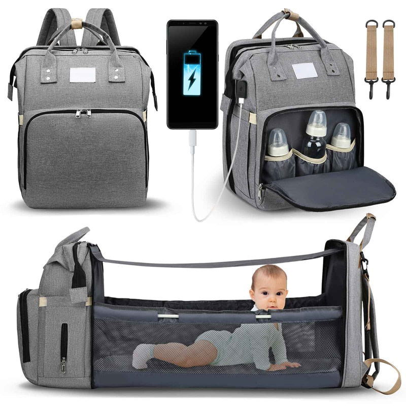 Portable Baby Bed & Nappy Bag - Multifunction Travel Backpack