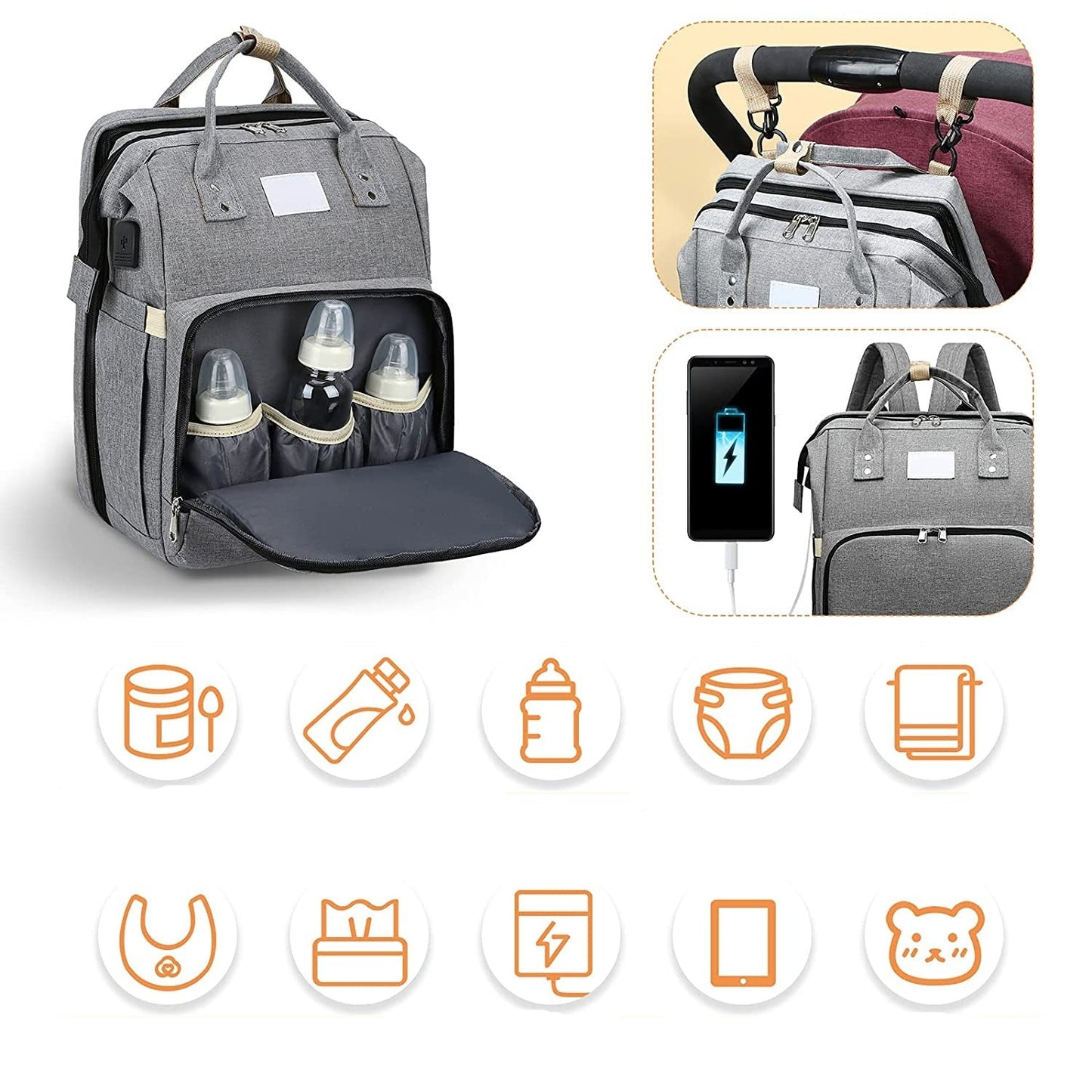 Portable Baby Bed & Nappy Bag - Multifunction Travel Backpack