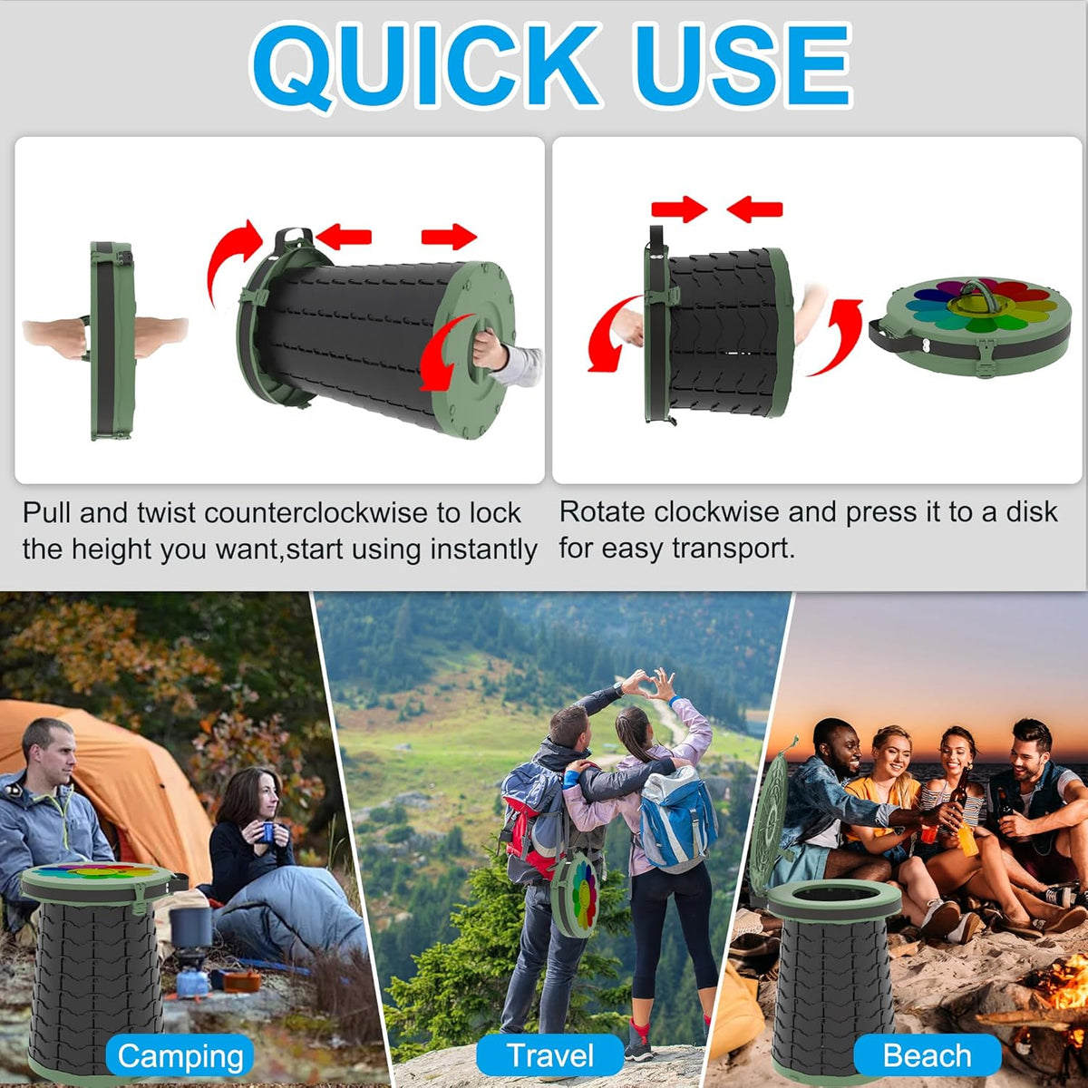 Portable Toilet with Adjustable Height