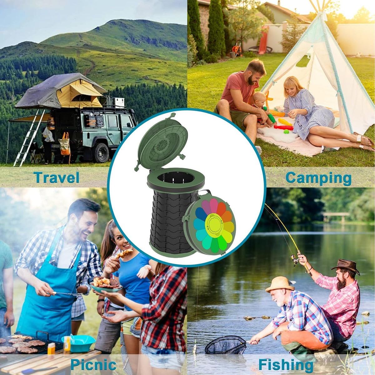 Portable Toilet with Adjustable Height