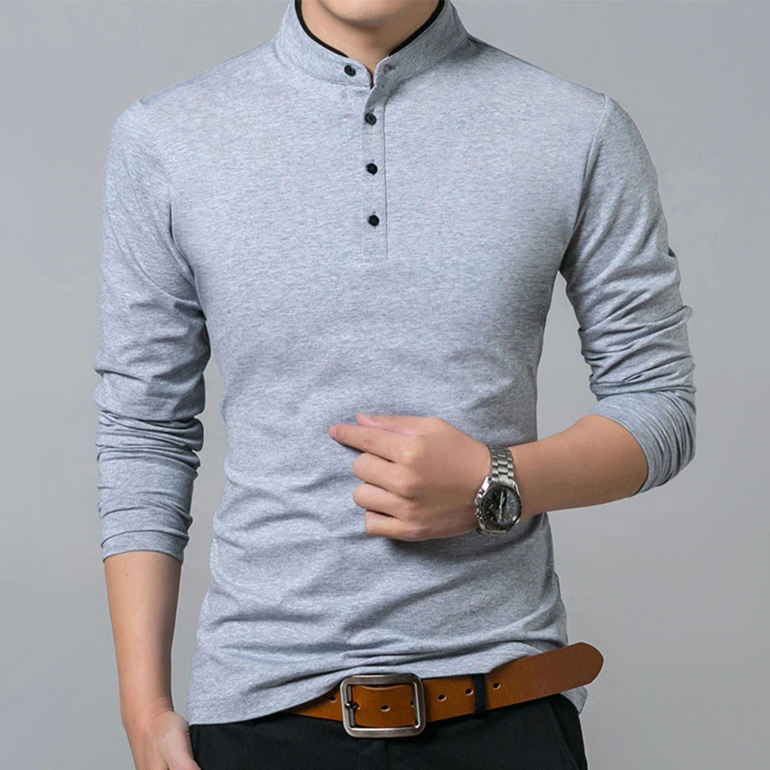 Image of Preston | Men's Long Sleeve Slim-Fit Polo Shirt