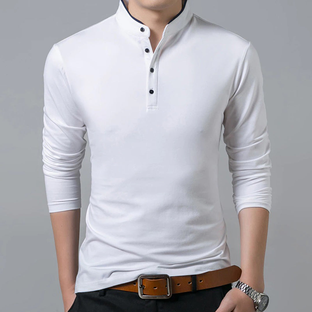 Image of Preston | Men's Long Sleeve Slim-Fit Polo Shirt