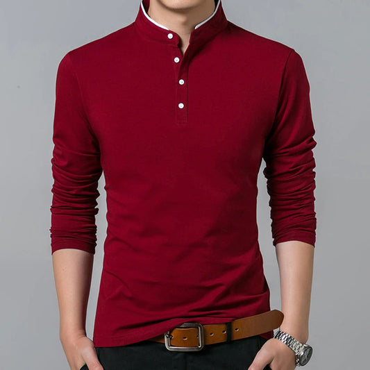 Image of Preston | Men's Long Sleeve Slim-Fit Polo Shirt
