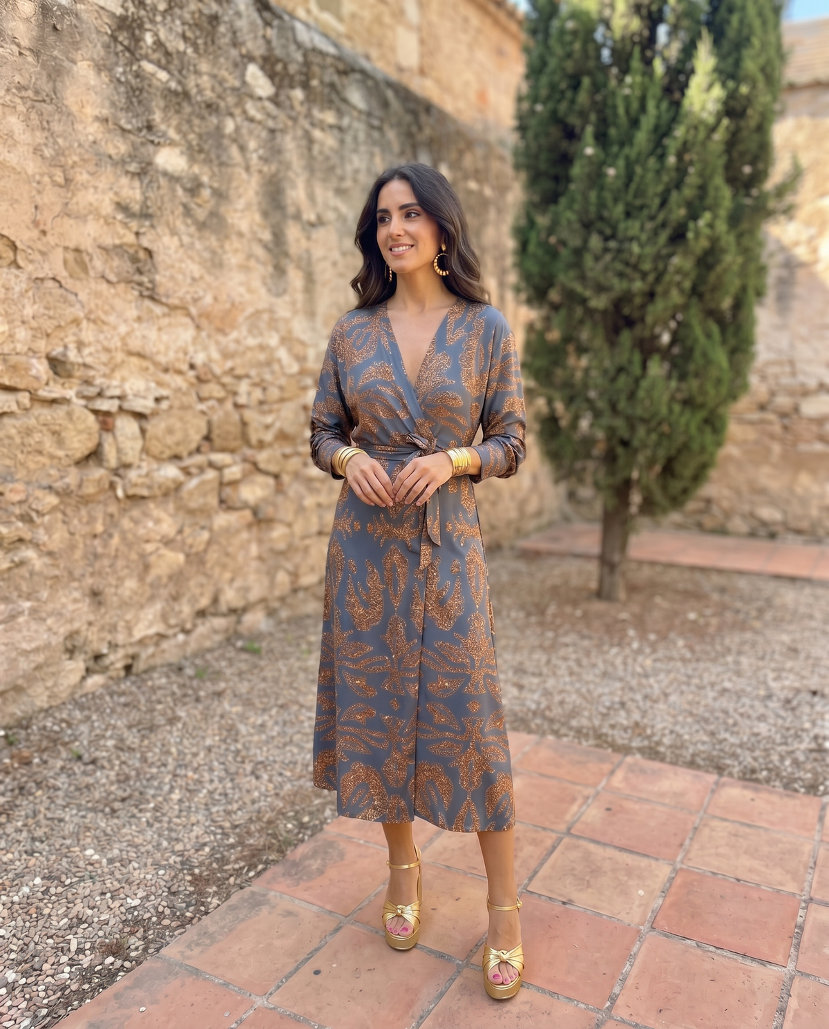 Printed Midi Dress