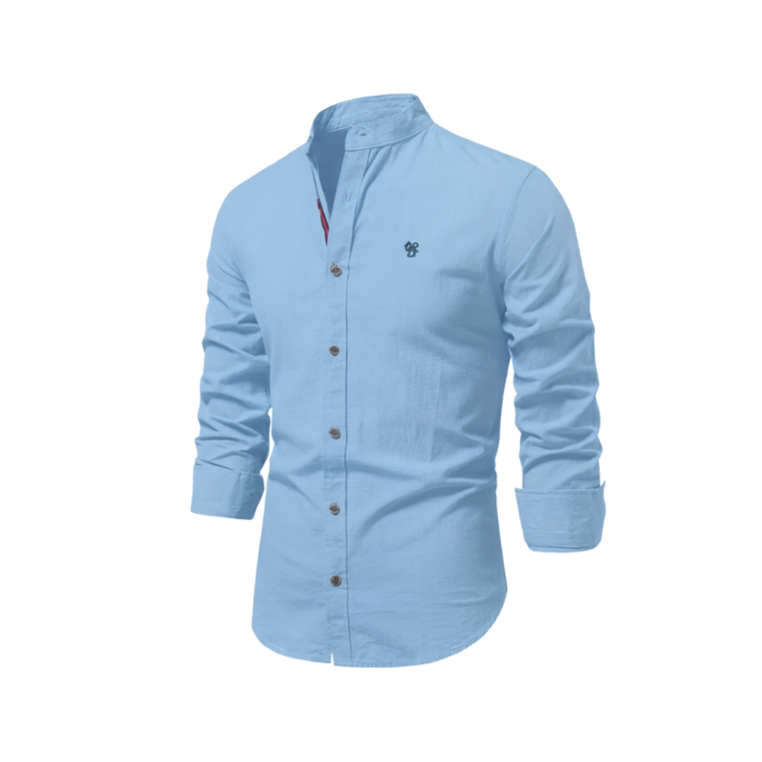 Image of Quinn | Men's Band Collar Long Sleeve Button-Down Shirt