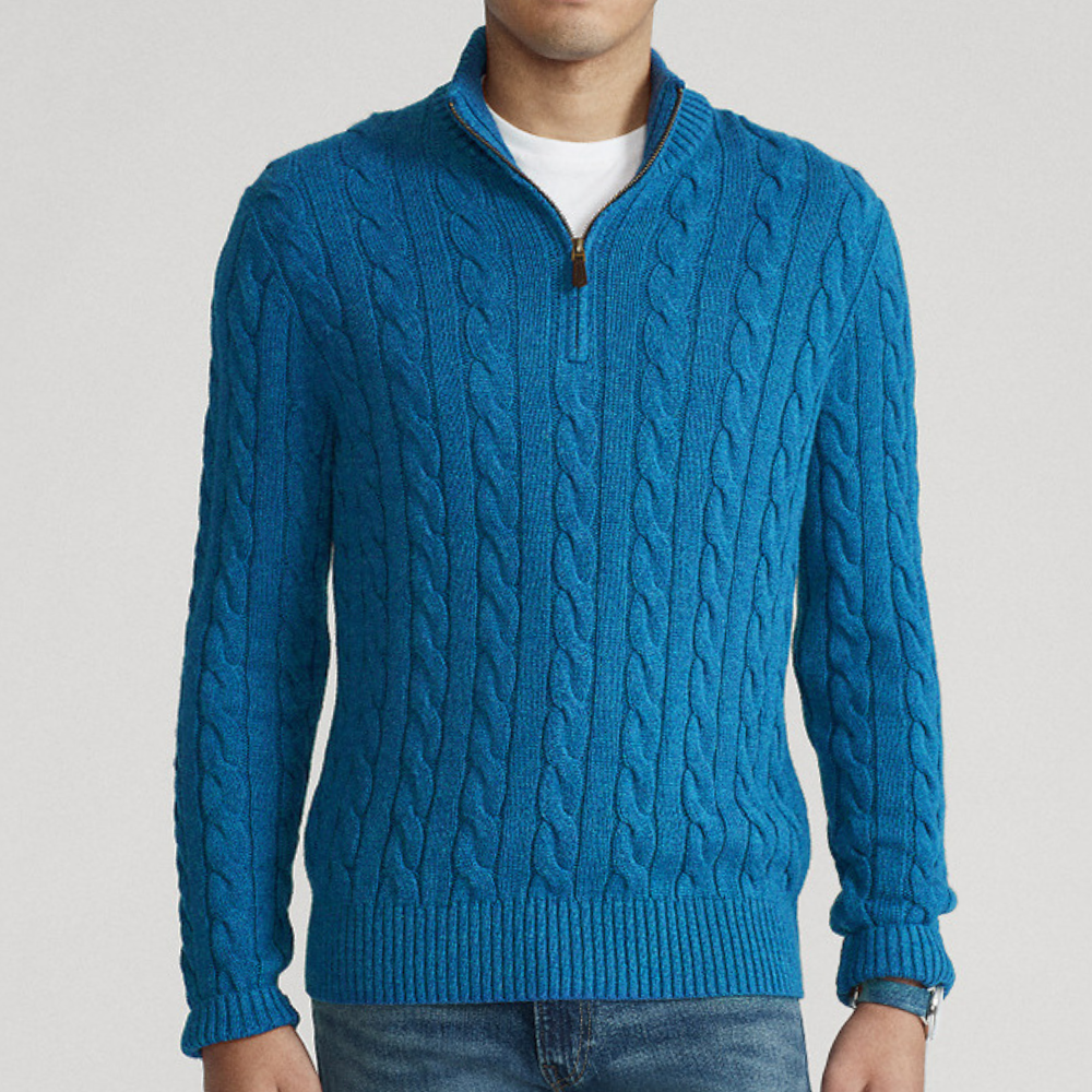 Image of Raymond | Men's Quarter-Zip Cable Knit Sweater