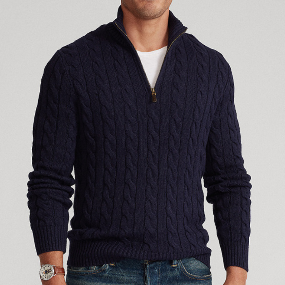 Image of Raymond | Men's Quarter-Zip Cable Knit Sweater