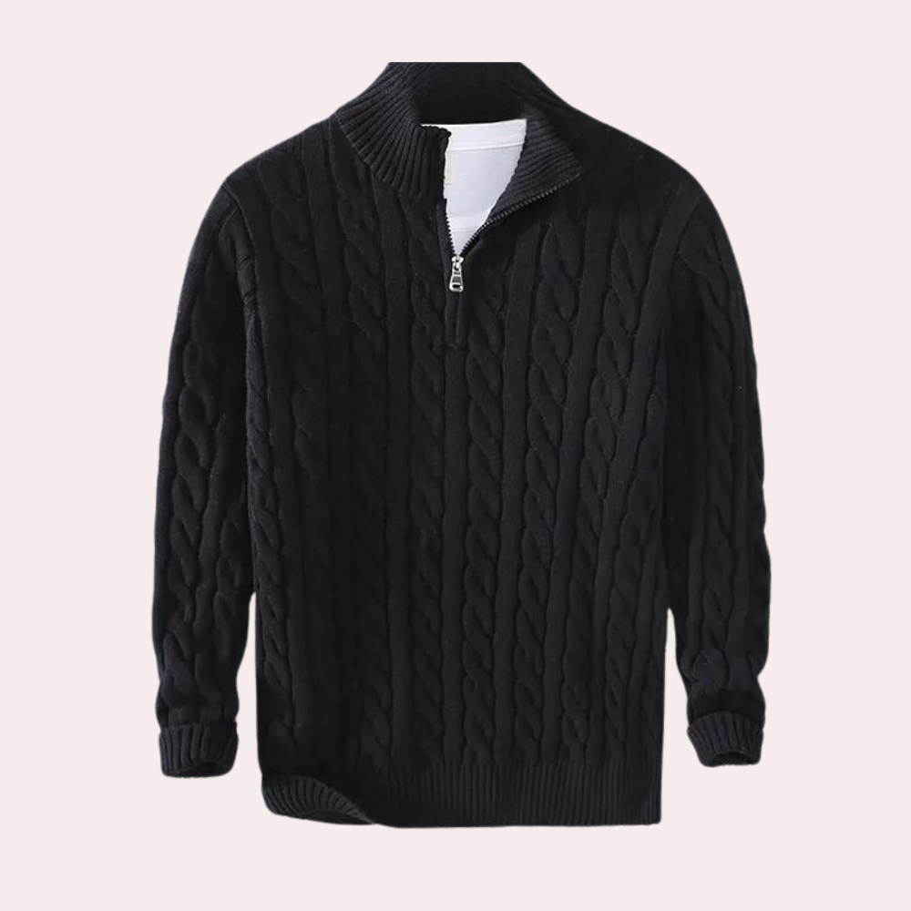 Image of Raymond | Men's Quarter-Zip Cable Knit Sweater