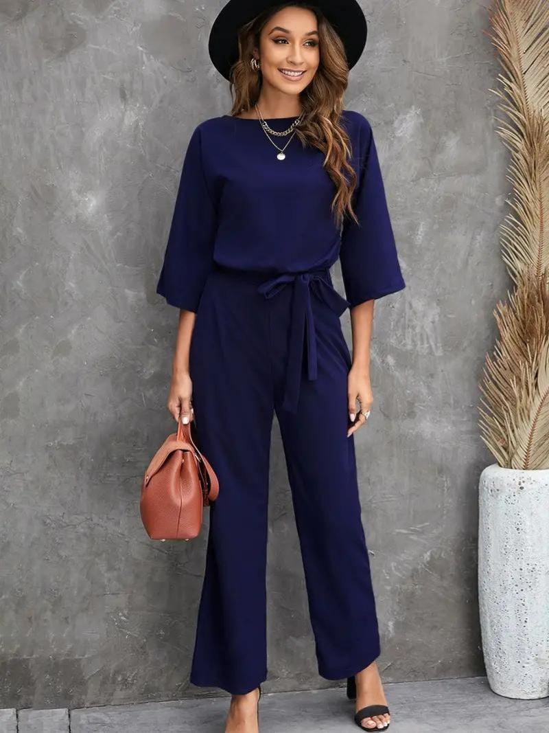 Image of Reba | Women's Tie Waist Two-Piece Pant Set