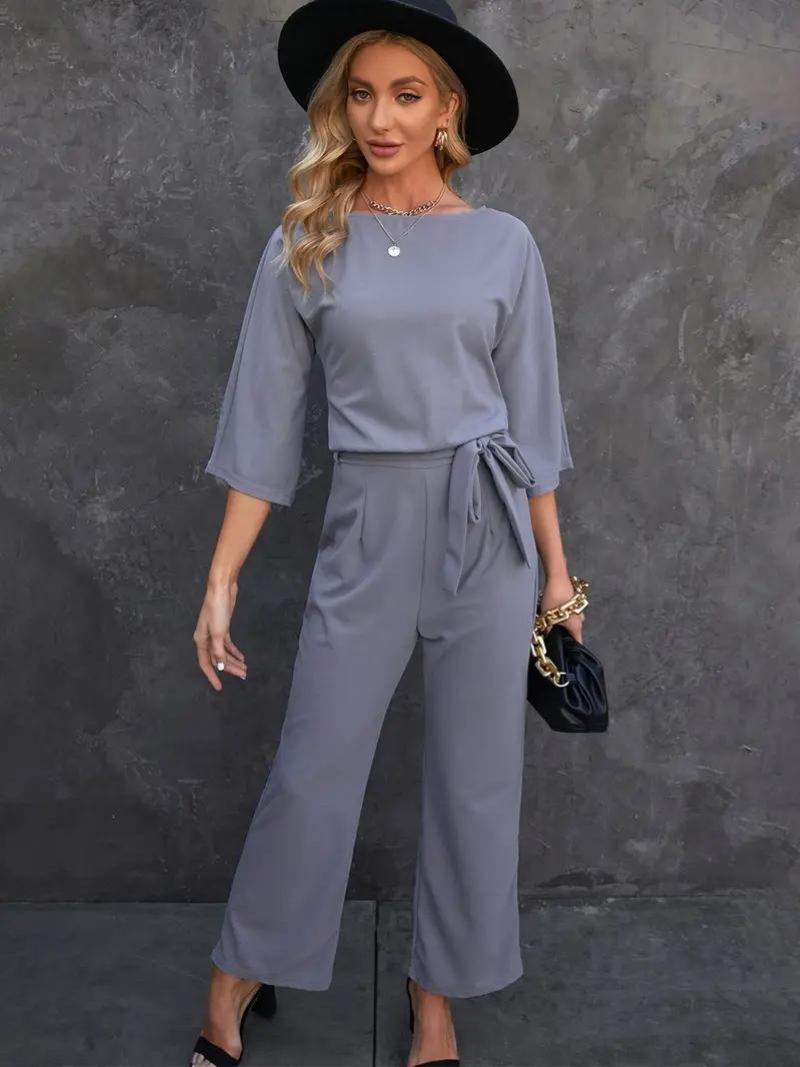 Image of Reba | Women's Tie Waist Two-Piece Pant Set
