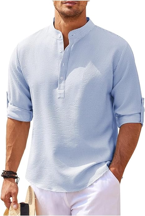 Image of Reece | Men's Grandad Collar Casual Shirt