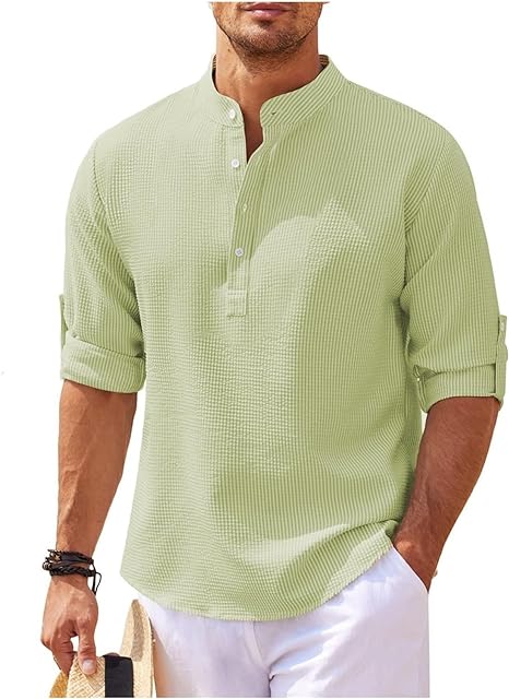 Image of Reece | Men's Grandad Collar Casual Shirt