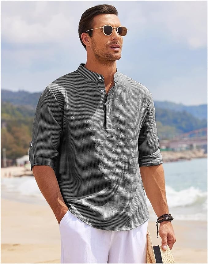 Image of Reece | Men's Grandad Collar Casual Shirt