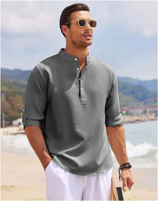 Image of Reece | Men's Grandad Collar Casual Shirt