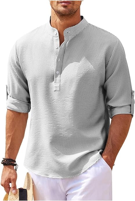 Image of Reece | Men's Grandad Collar Casual Shirt