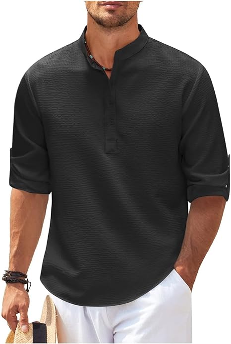 Image of Reece | Men's Grandad Collar Casual Shirt