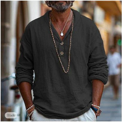Image of Reece | Men's Long Sleeve Henley Casual Shirt