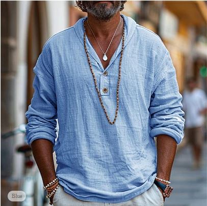Image of Reece | Men's Long Sleeve Henley Casual Shirt