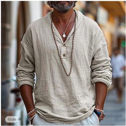Image of Reece | Men's Long Sleeve Henley Casual Shirt