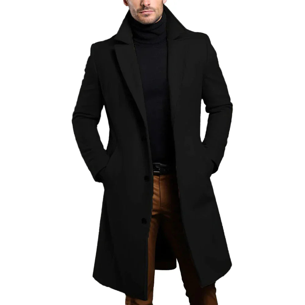 Image of Reggie | Men's Long Coat with Notched Lapel